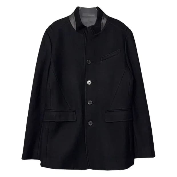 우영미 블랙 캐시미어 차이나 싱글 코트 자켓 48