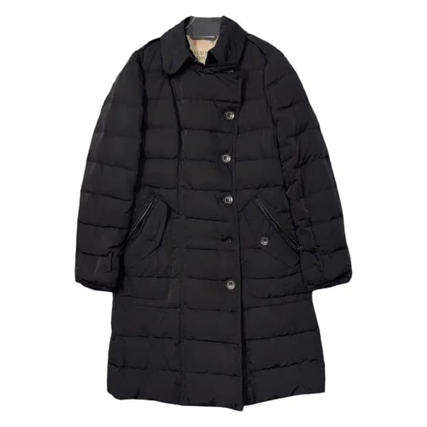 버버리 블랙 덕다운 버튼 클래식 롱패딩 M