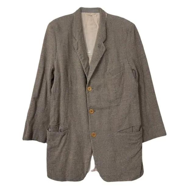 조르지오 아르마니 브라운 울 클래식 버튼 롱 블레이저 50
