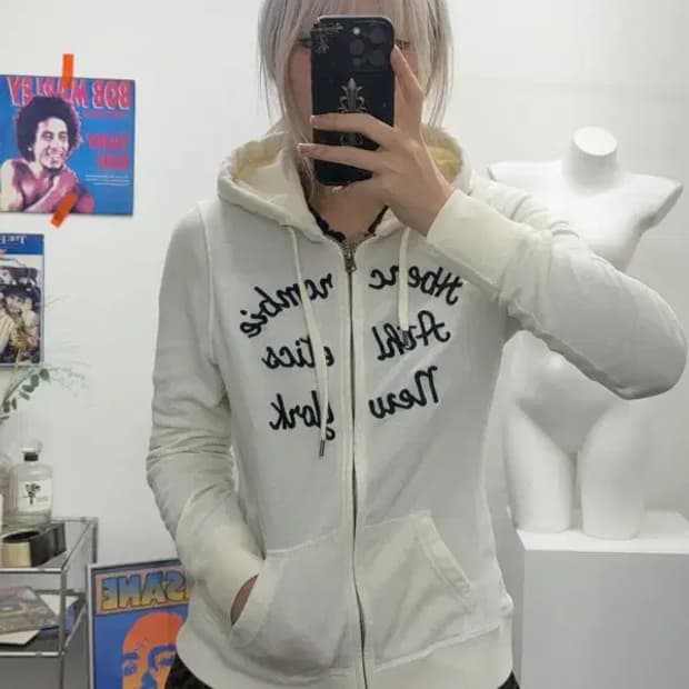 아베크롬비 프린팅 화이트 집업 M