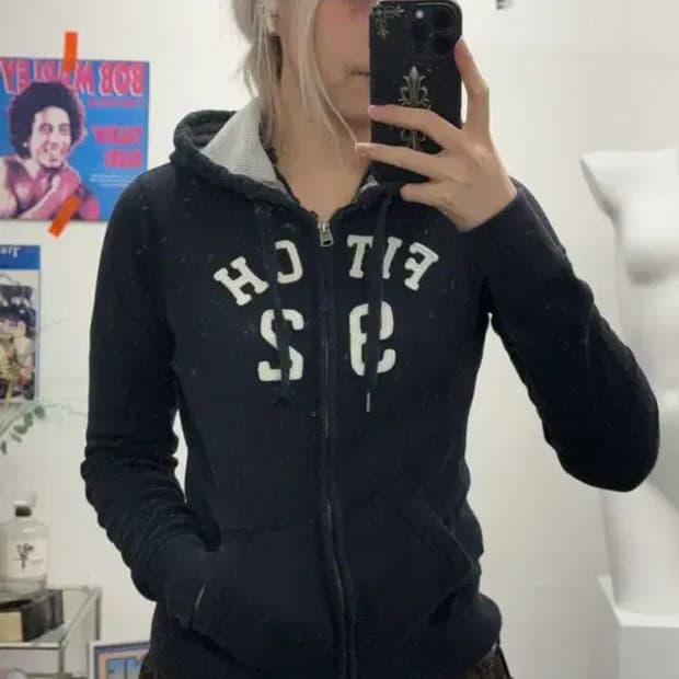 아베크롬비 프린팅 네이비 집업 S