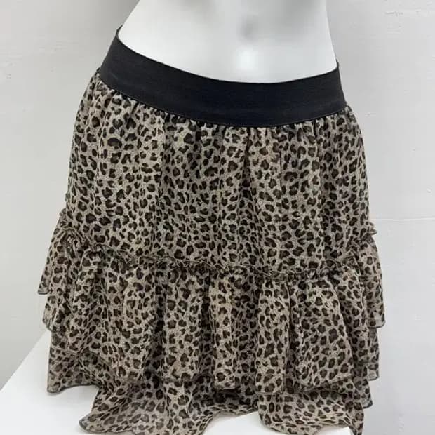 레오파드 패턴 밴딩 캉캉스커트 F
