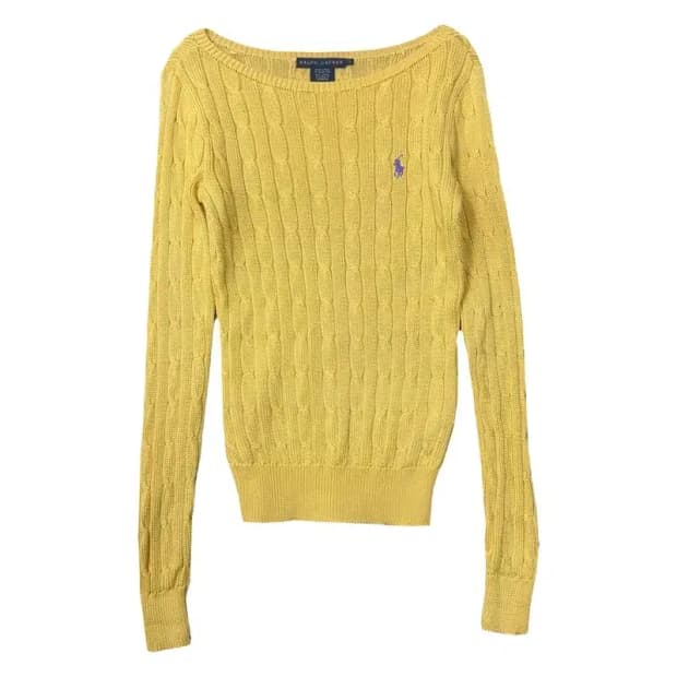 폴로 두산 꽈배기 옐로우 니트 S