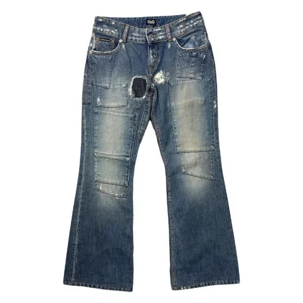 돌체앤가바나 Y2K 워싱 패치워크 부츠컷 청바지 64-84