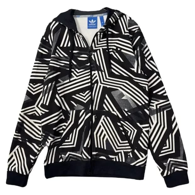 아디다스 불꽃 빈티지 패턴 후드 집업 L