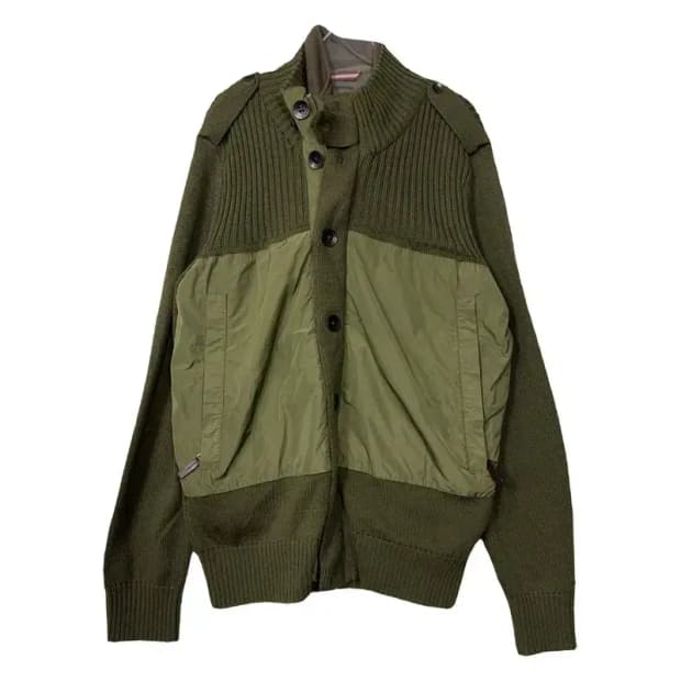 빈폴 디테일 카키 버튼 니트 가디건 105