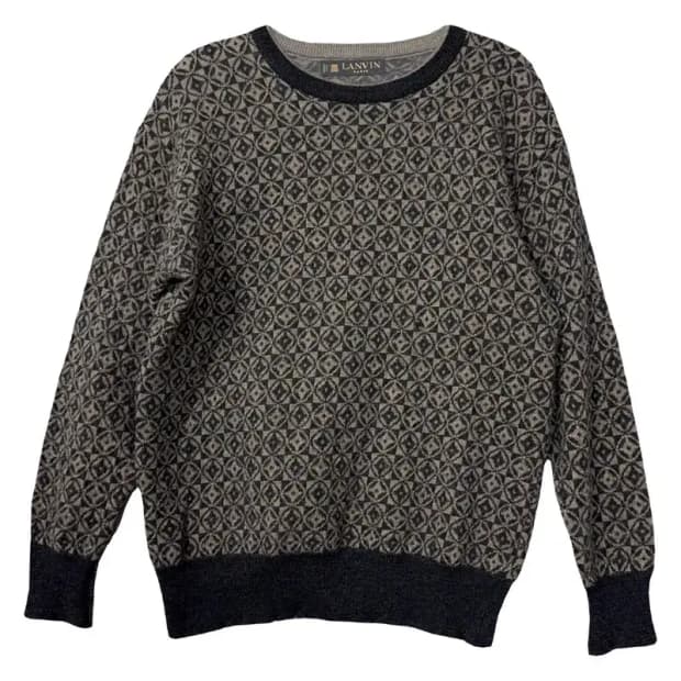 랑방 브라운 패턴 울 니트 L