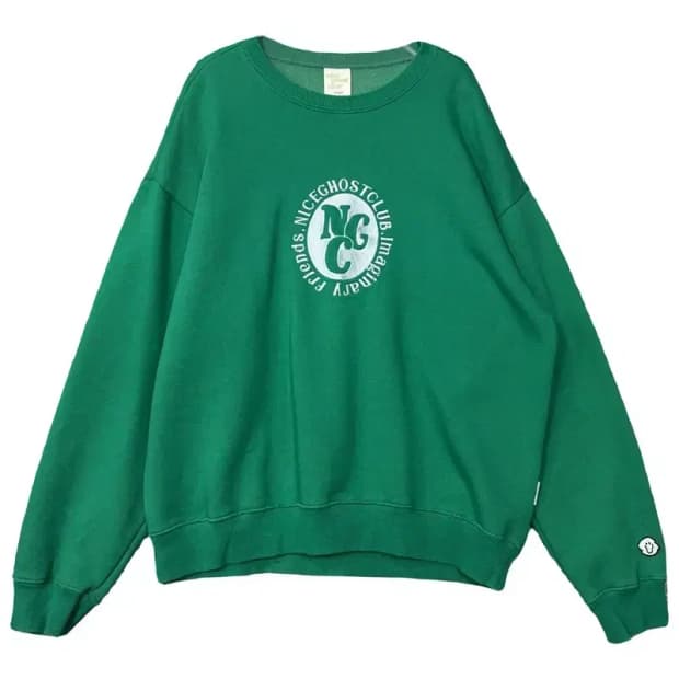 나이스고스트클럽 프린팅 그린 맨투맨 MEDIUM