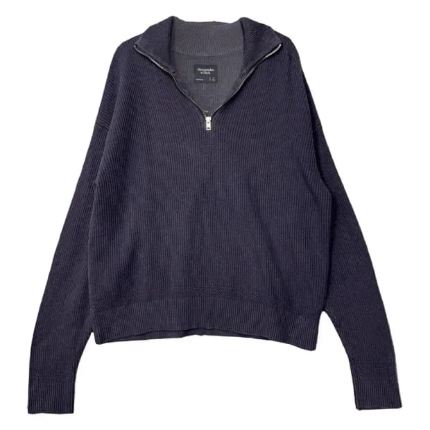 아베크롬비 네이비 캐주얼 반집업 니트 S