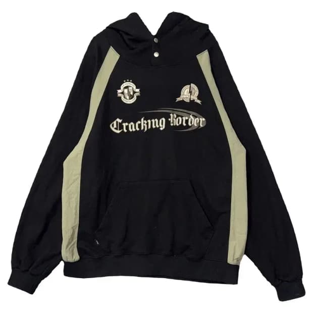 꼼파뇨 프린팅 블랙 오버핏 스웻 후드티 XL