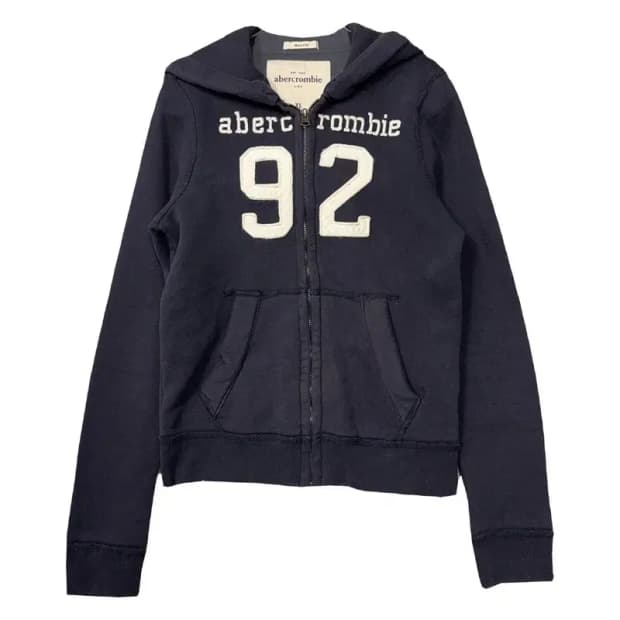 아베크롬비 스펠 로고 Y2K 네이비 후드 집업 XL