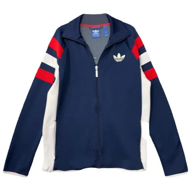 아디다스 네이비 트레포일 불꽃 트랙탑 집업 저지 100