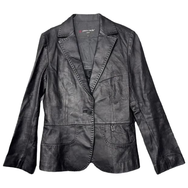 PIERRE CARDIN 블랙 양가죽 블레이저 66