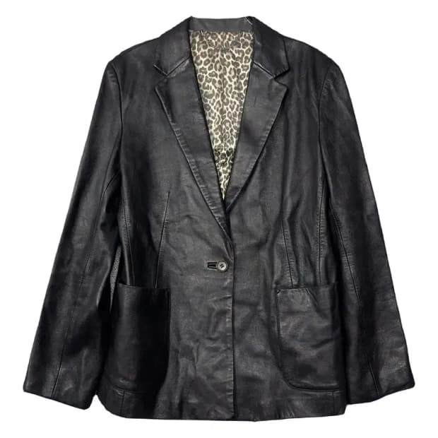 블랙 여성 빈티지 양가죽 원버튼 블레이저 77