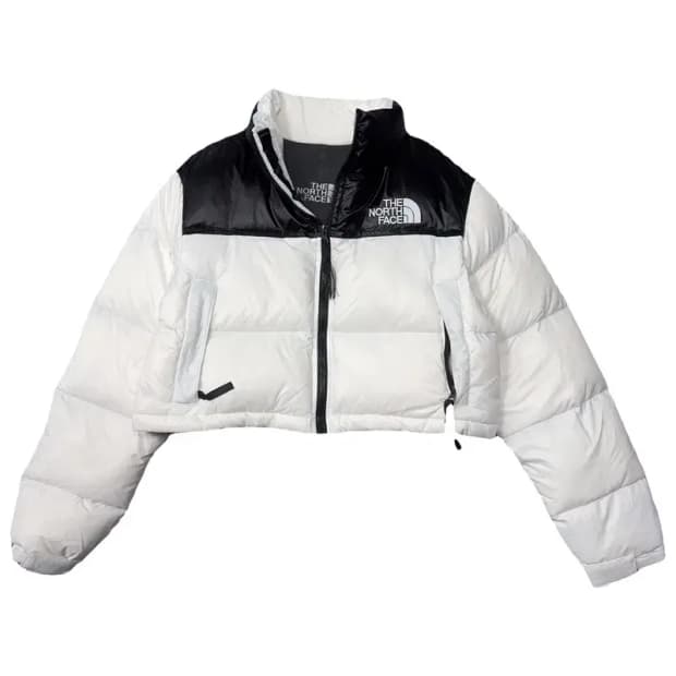 [새상품]노스페이스 화이트 로고 크롭 패딩 S