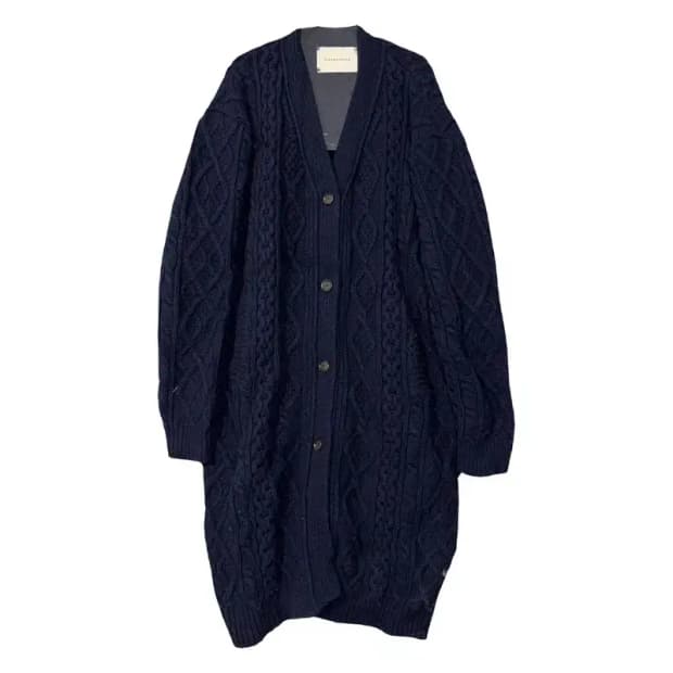 인스턴트 펑크 네이비 울 케이블 니트 가디건 FREE