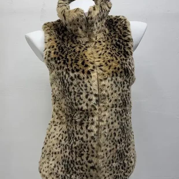 자라 호피 베이지 퍼조끼 XL