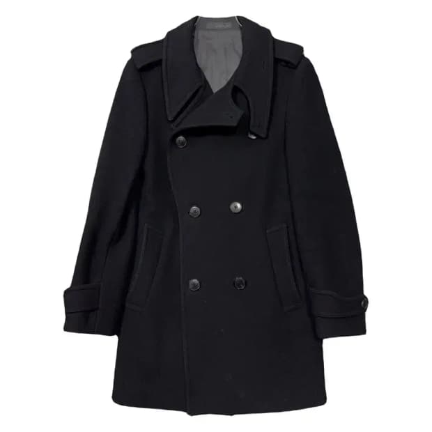 솔리드옴므 블랙 버튼 피 코트 95