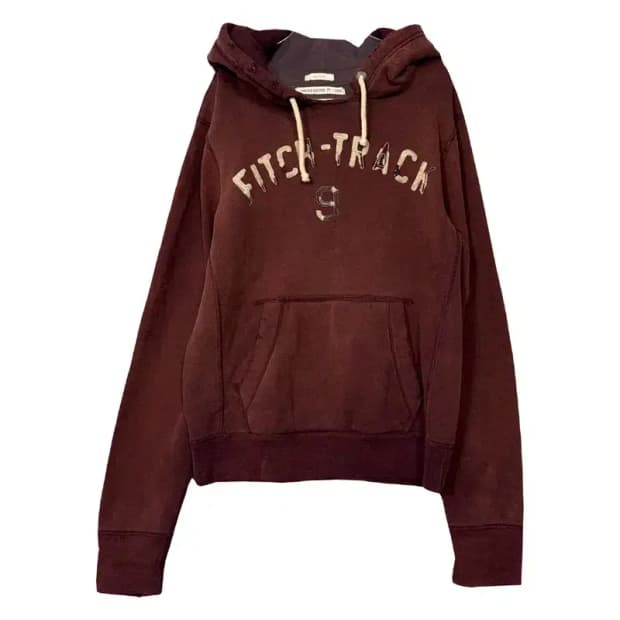 아베크롬비 버건디 빈티지 로고 후드티 L