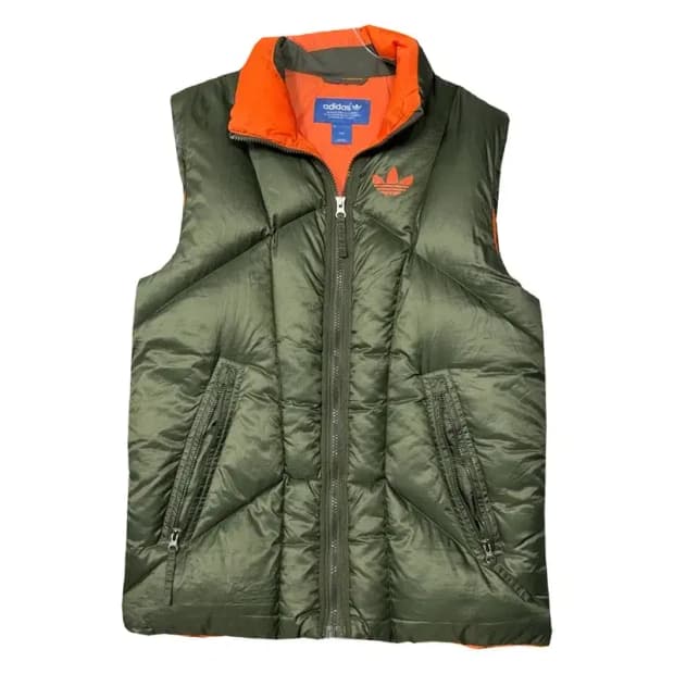 아디다스 카키 y2k 덕다운 패딩 조끼 090