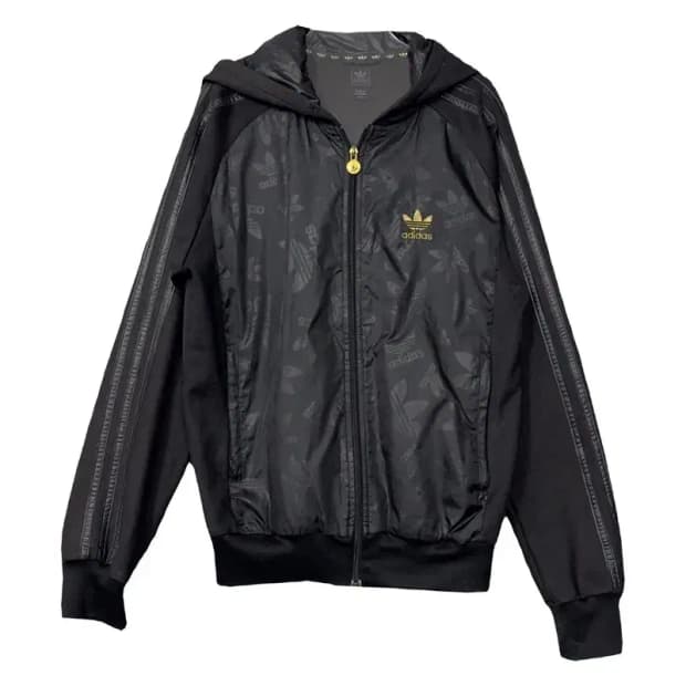 아디다스 흑탭 검금 빈티지 불꽃 블랙 삼선 후드 집업 095