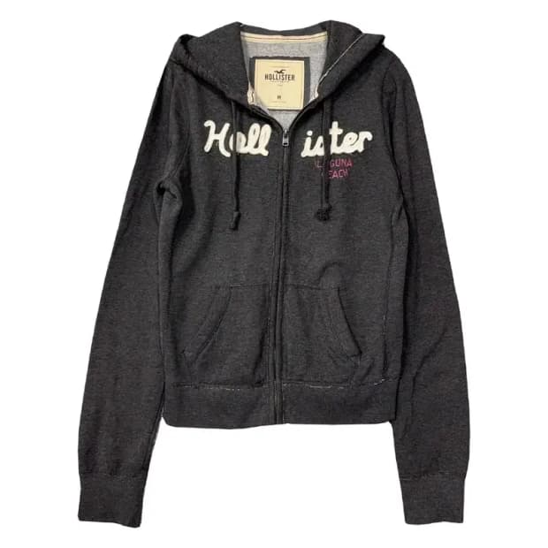 홀리스터 스펠 로고 그레이 y2k 후드 집업 M