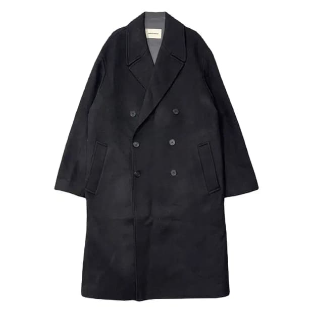 인사일런스 블랙 울 캐시미어 버튼 롱코트 M