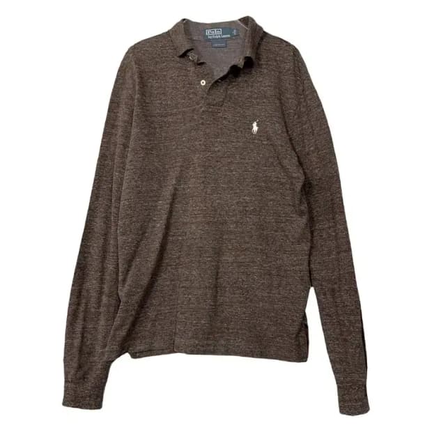 폴로 커스텀핏 브라운 로고 긴팔 카라티 S