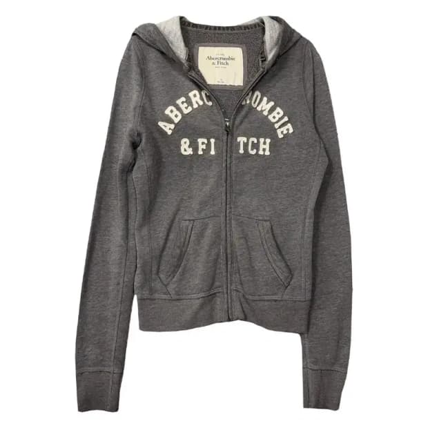 아베크롬비 자수 로고 Y2K 그레이 후드집업 S
