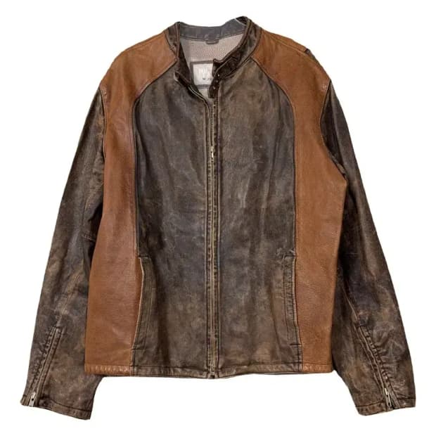 윌슨 레더 브라운 빈티지 차이나넥 천연 가죽 자켓 XL