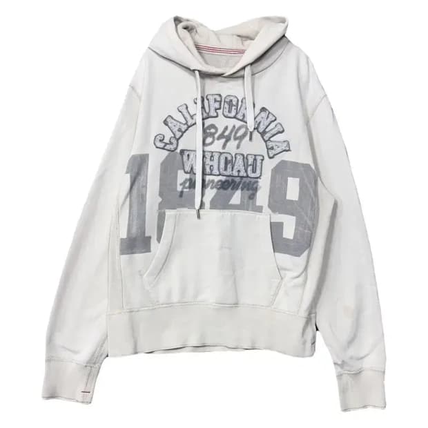 후아유 Y2K 빈티지 프린팅 라이트 그레이 후드티 XL