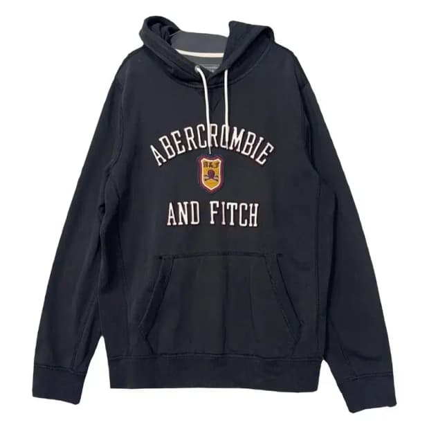 아베크롬비 자수 로고 Y2K 빈티지 블랙 후드티 M