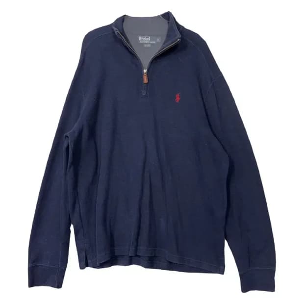 폴로 랄프로렌 네이비 로고 반집업 니트 L