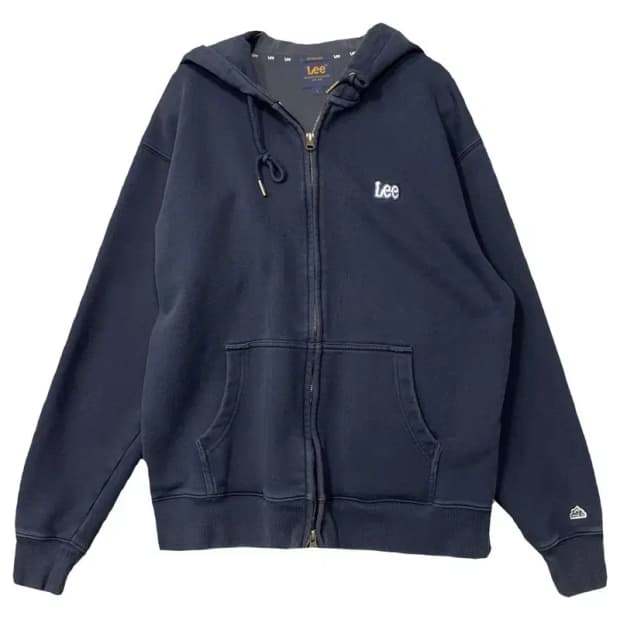 리 네이비 로고 후드 집업 L