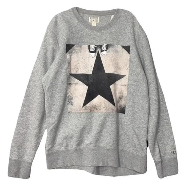 컨버스 빈티지 스타 프린팅 라이트 그레이 맨투맨 M