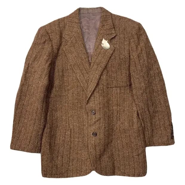 폴로 재팬 빈티지 브라운 체크 블레이저 자켓 L