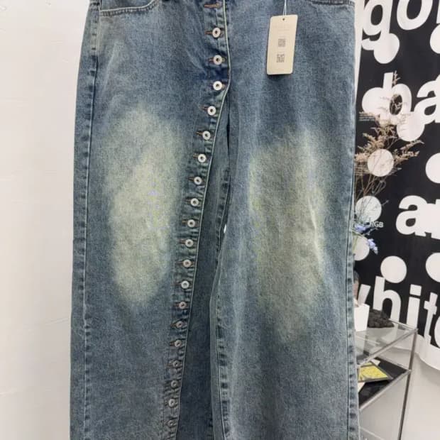 올단추 옐로우워싱 개큰바지 XL