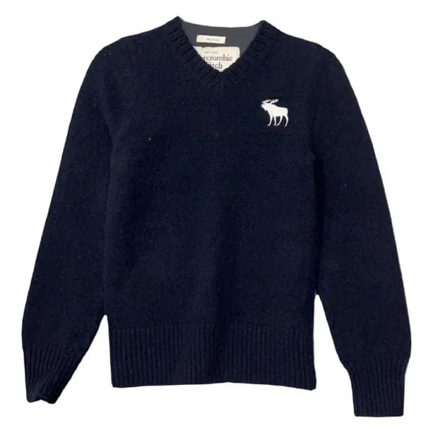 아베크롬비 네이비 순록 로고 울 니트 S