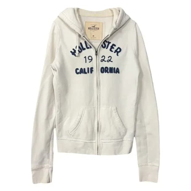 홀리스터 자수 Y2K 크림  후드 집업 S