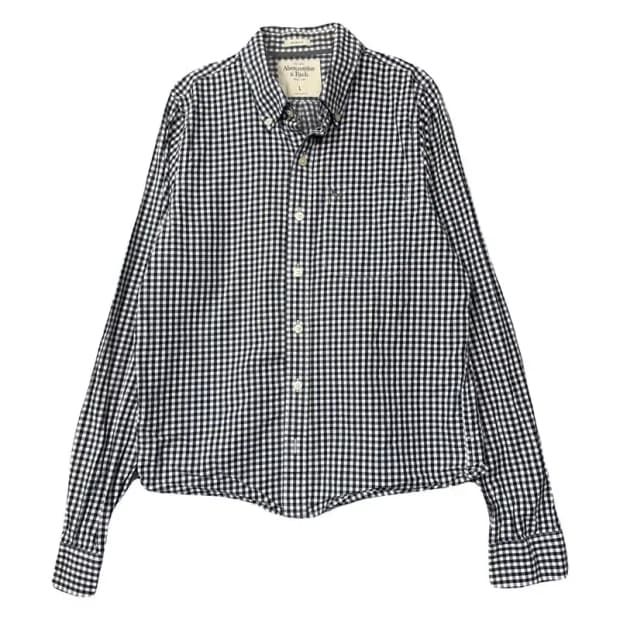 아베크롬비 체크 블랙 셔츠 L