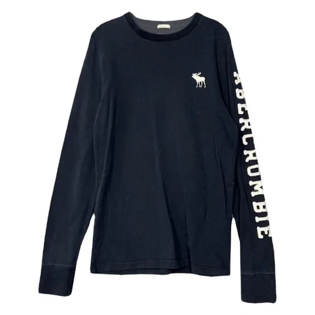 아베크롬비 프린팅 네이비 롱슬리브 긴팔티 M