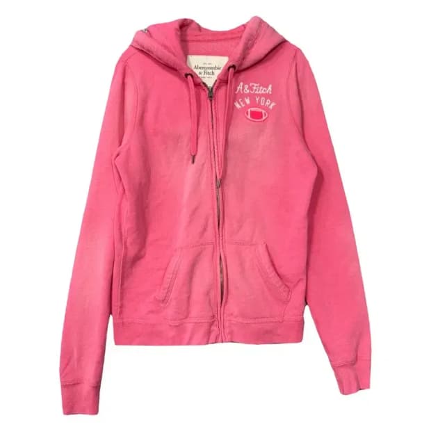 아베크롬비 핑크 Y2K 로고 후드 집업 L