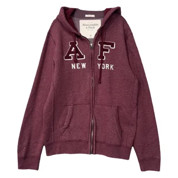 아베크롬비 자수 Y2K 하드 코튼 후드 집업 M