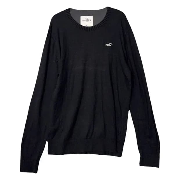 홀리스터 블랙 로고 코튼 니트 M