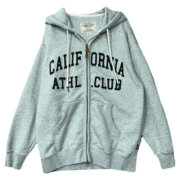 후아유 Y2K 자수 로고 오버핏 라이트 그레이 후드 집업 S