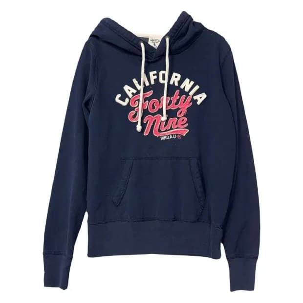 후아유 빈티지 Y2K 네이비 후드티 Small