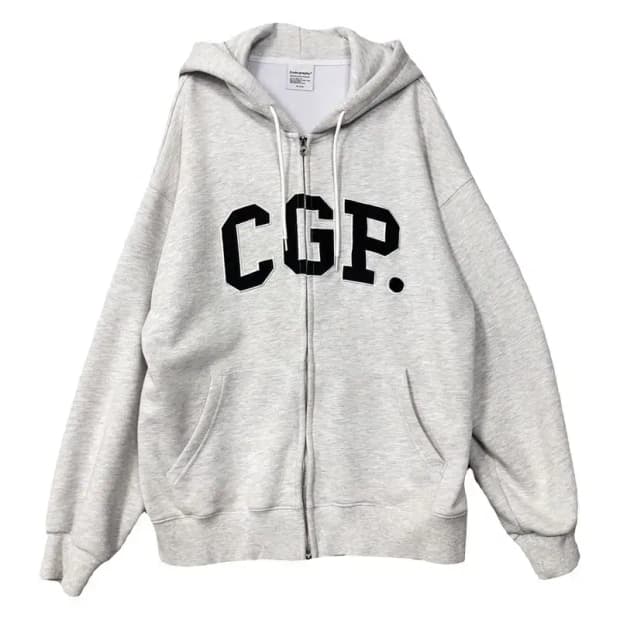 코드그라피 스펠 로고 라이트 그레이 후드 집업 M