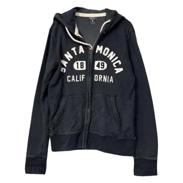 후아유 자수 로고 Y2K 블랙 후드 집업 S