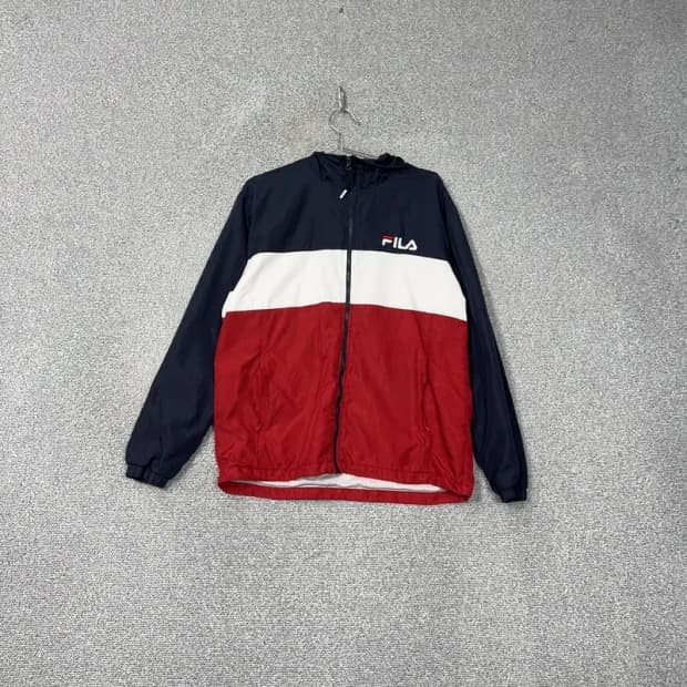 휠라 멀티컬러 오버핏 로고 바람막이 S