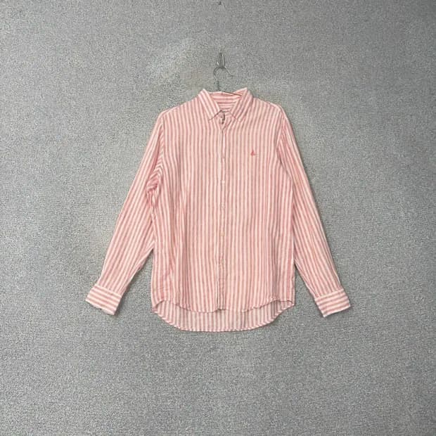 빈폴 스트라이프 코랄 린넨 셔츠 100